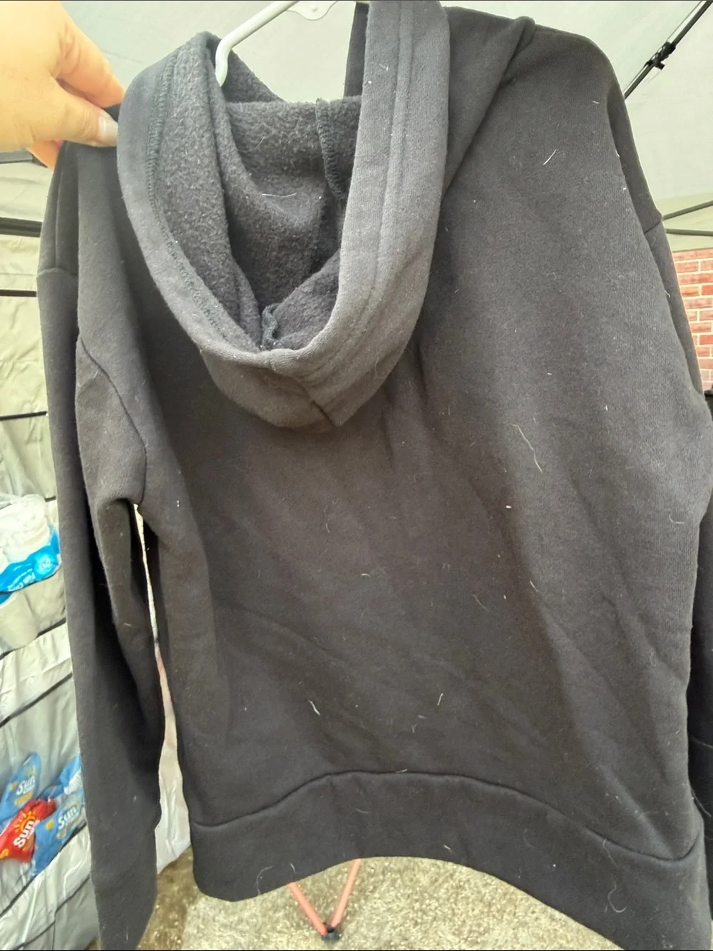 Old Navy Black Pullover Hoodie with Logo Neck Tag